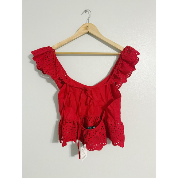 Zara New! Eyelet Peplum Cute Top - Picture 6 of 6